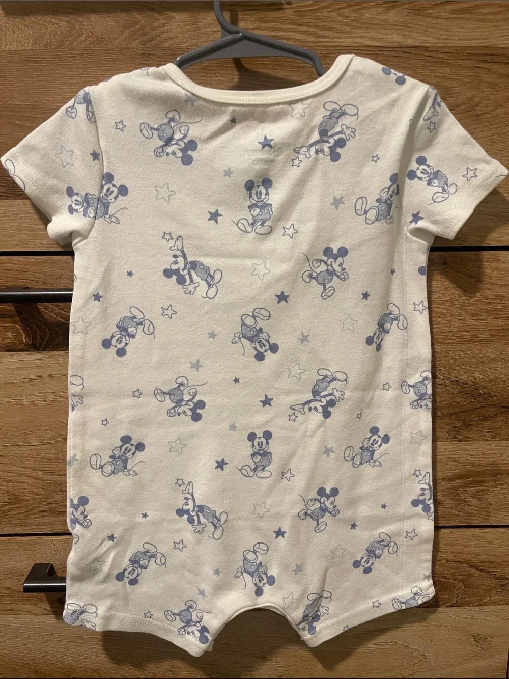 Baby Mickey Print White & Light Blue One-Piece Romper AND Blue Mickey Romper